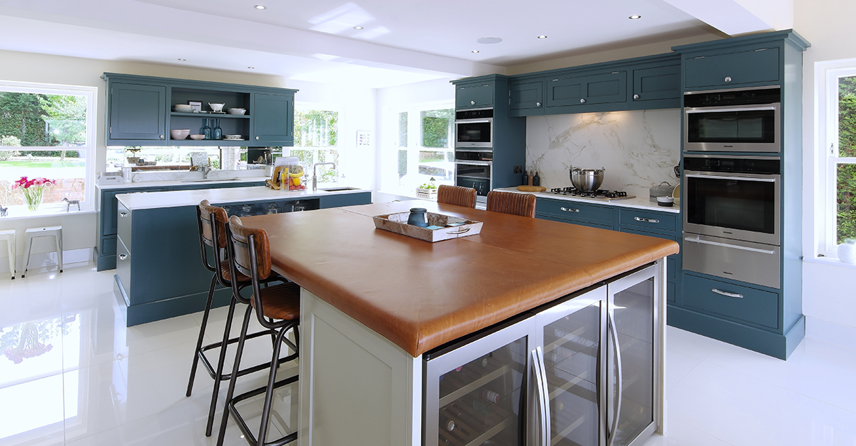 ichira blue and cornforth white bespoke hand painted kitchen